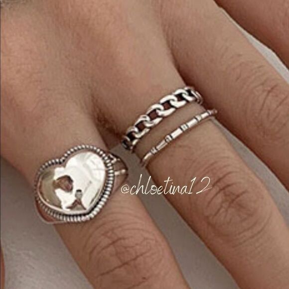 ✨Chloetina Two 925 Sterling Silver Open Adjustable Ring Set - Picture 1 of 9